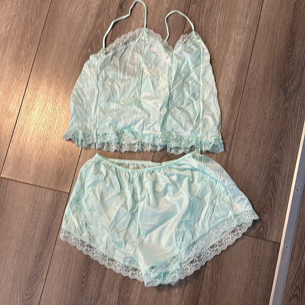 NWT two piece cami and short vintage 80’s mint green size by berette